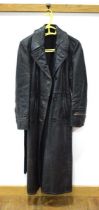 A German Second World War-era motorcycle long leather coat