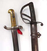 +VAT A British 1853-Pattern cavalry sword and scabbard, together with a French 1842-Pattern