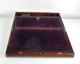 A Victorian mahogany and brass banded writing slope, 45 x 24 x 14 cm