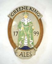 A Greene King 'Ales' ceramic wall plaque, 60 x 38 cm *Originally designed in 1933 by George Kruger