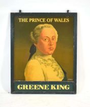 A Greene King polychrome double-sided pub sign entitled 'The Prince of Wales', signed McCabe '98,