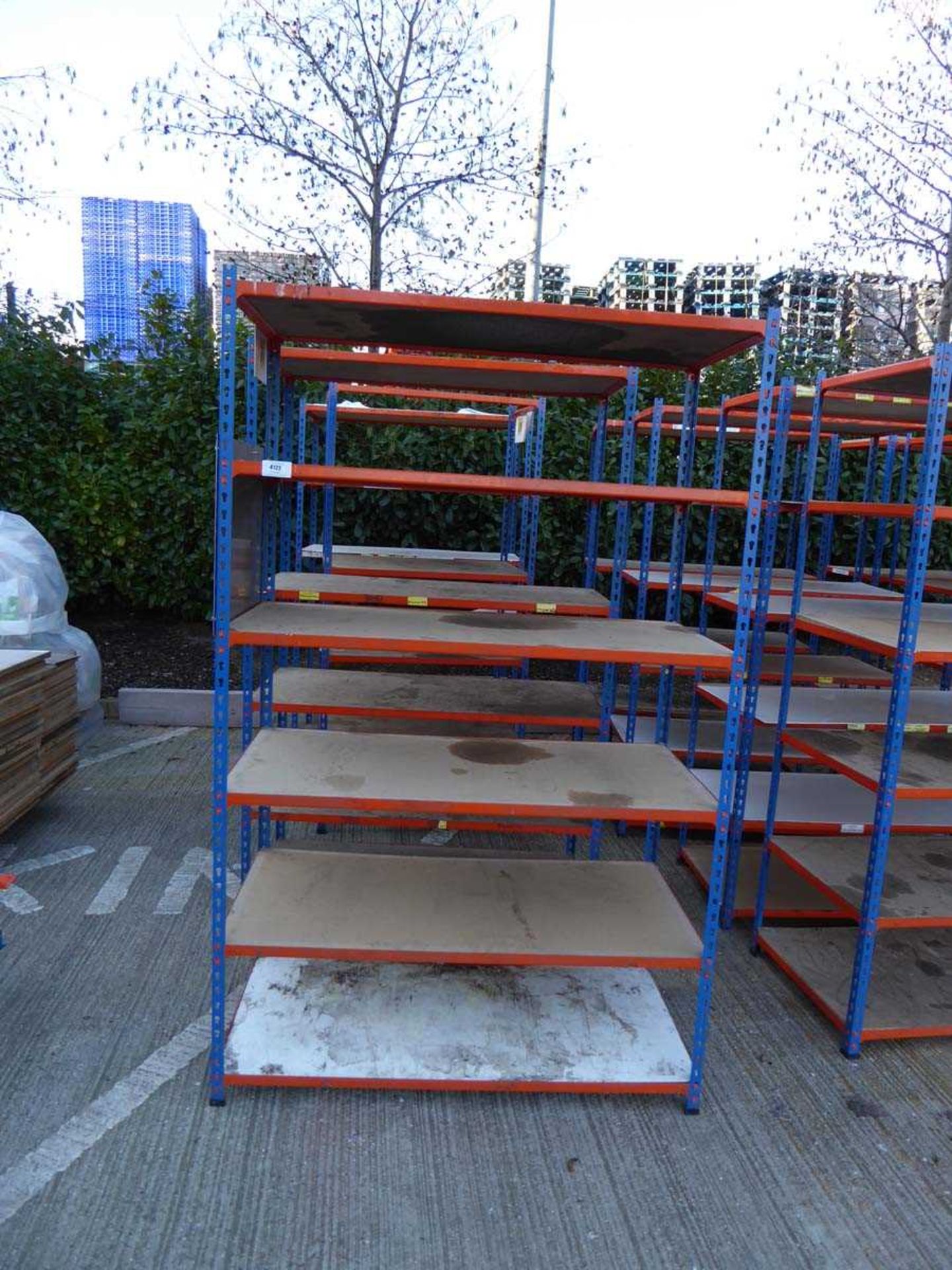 +VAT Four blue and orange metal racks - Image 2 of 2