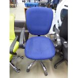 Blue cloth chair and a black cloth chair