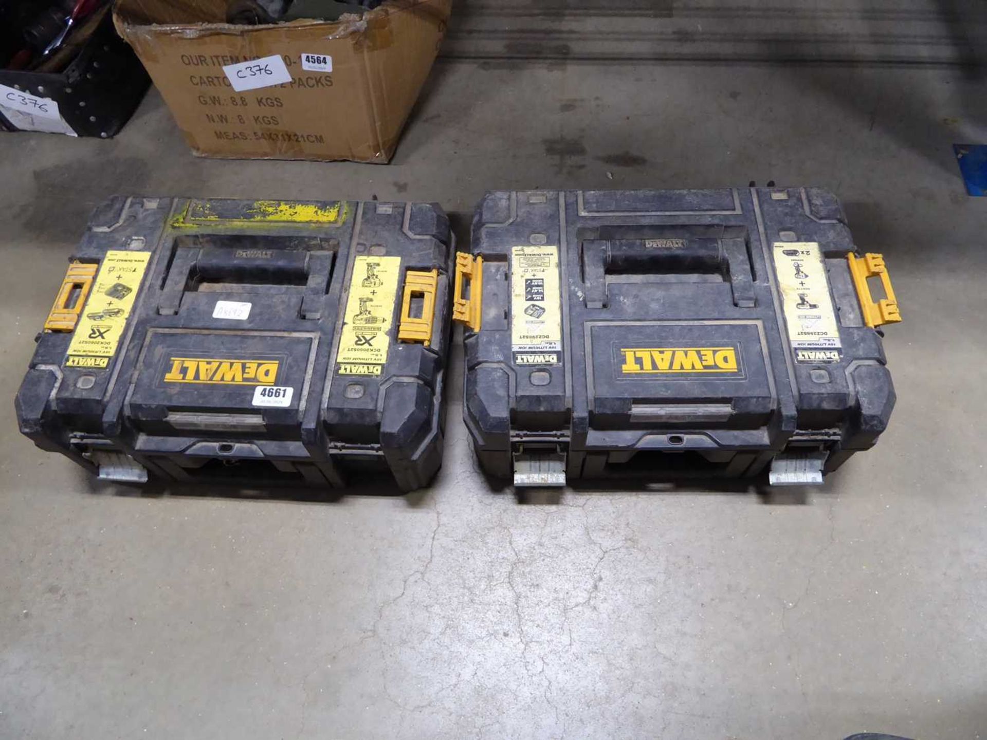 +VAT DeWalt tool kit consisting of three impact drives, two drills, four batteries and a charger - Image 4 of 4