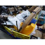 +VAT Pallet containing metal poles, plastic trunking, cardboard corners, child's blocker, umbrellas,