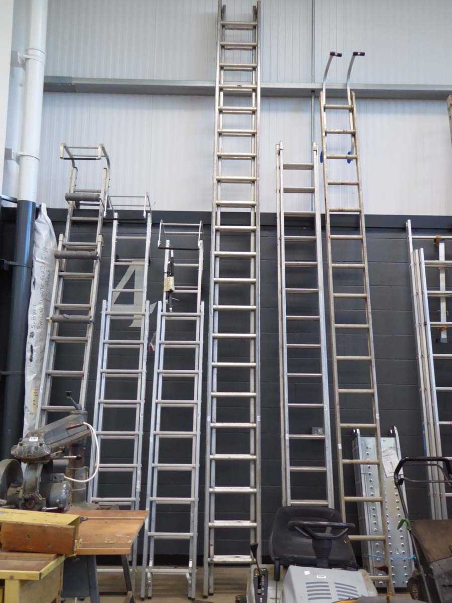 Large double section aluminium ladder