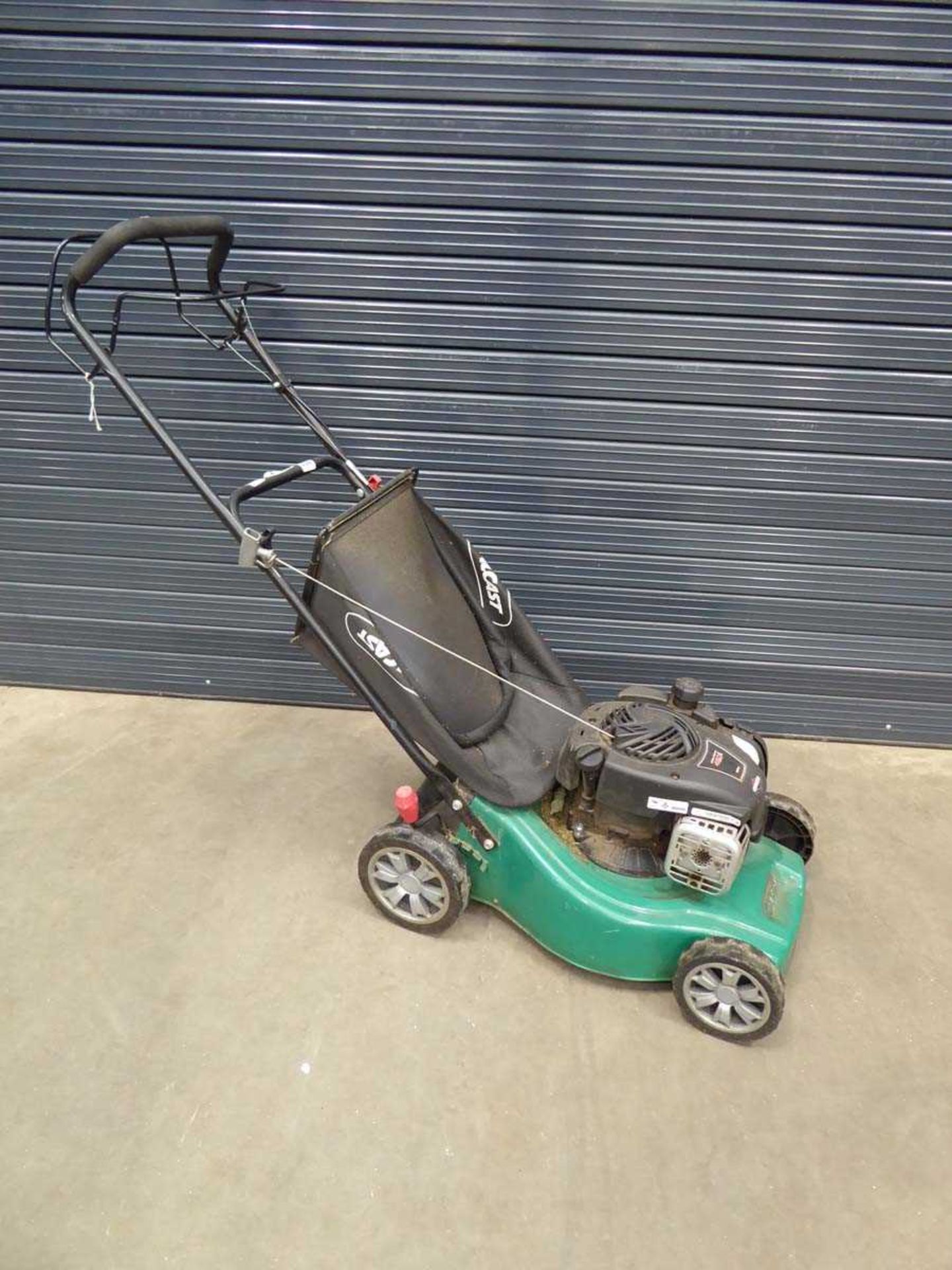 Qualcast petrol powered rotary mower with grass box
