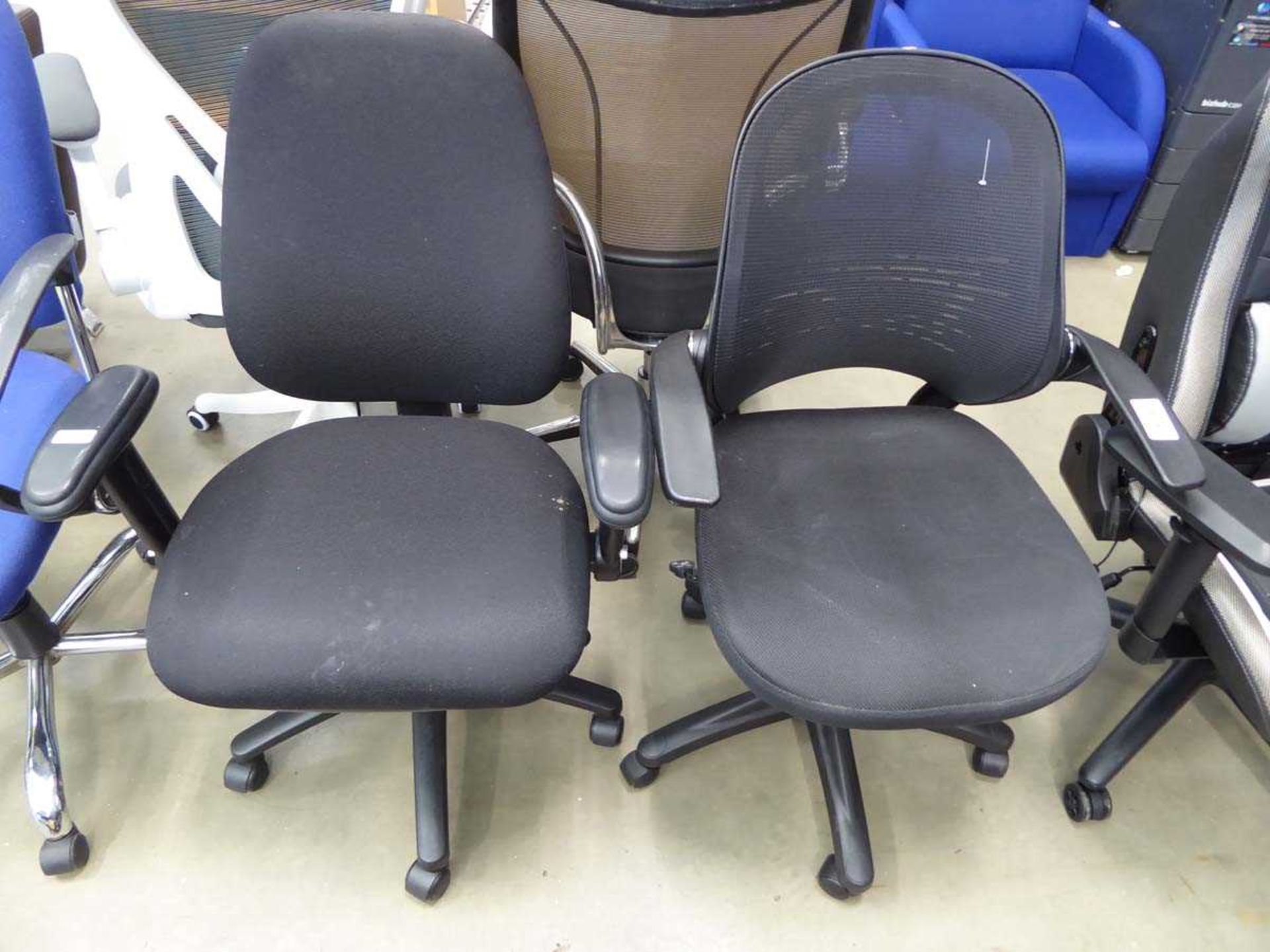 +VAT Black cloth mesh back swivel armchair