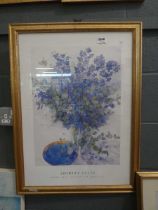 Shirley Felts print, Still life with blue flowers