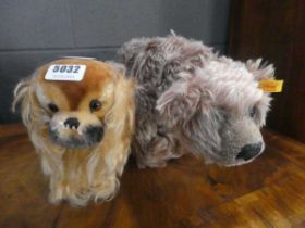 Peky Pekingese dog, plus a Steiff grizzly bear