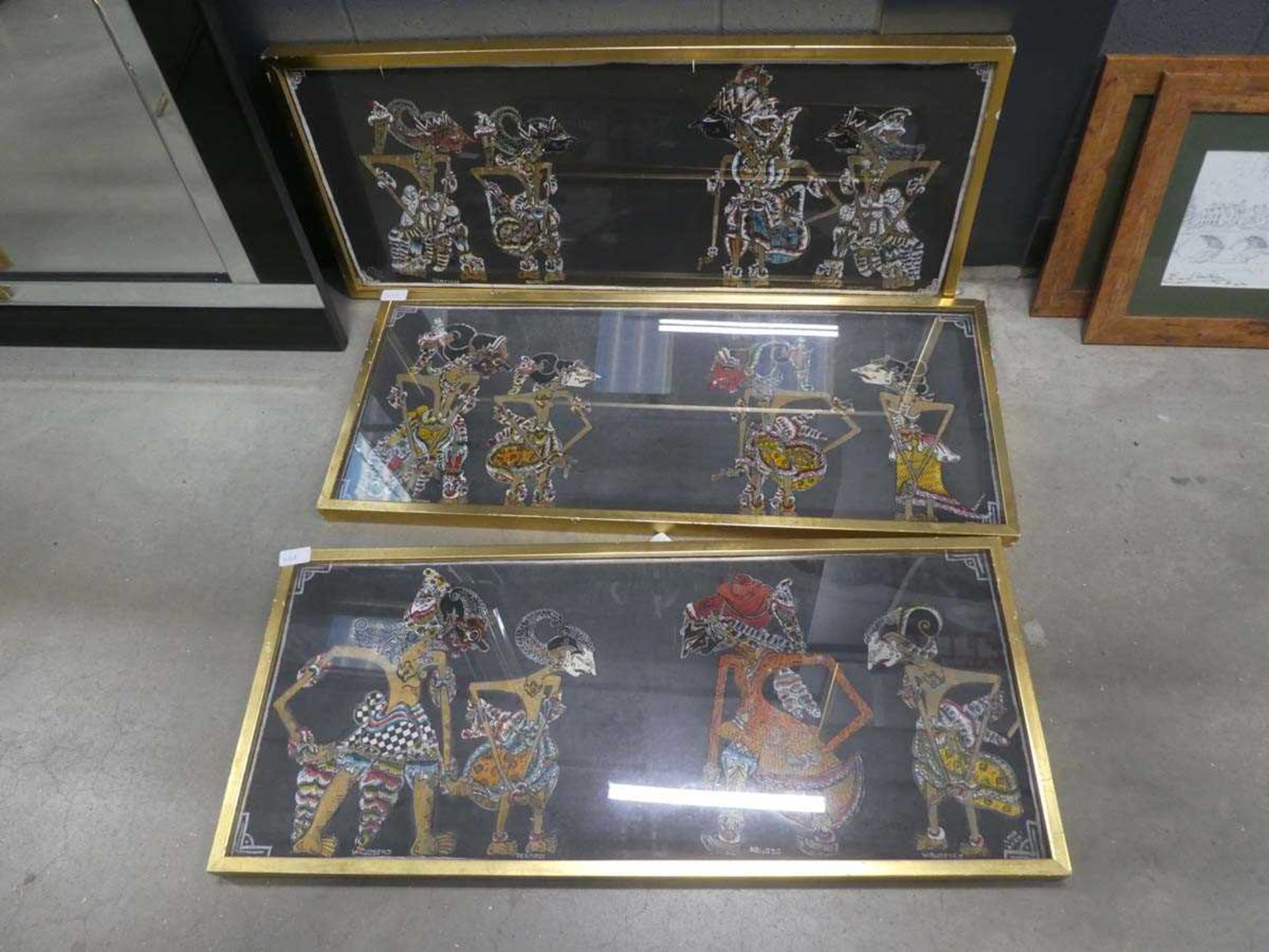 3 Balinese paintings on canvas: theatre puppets