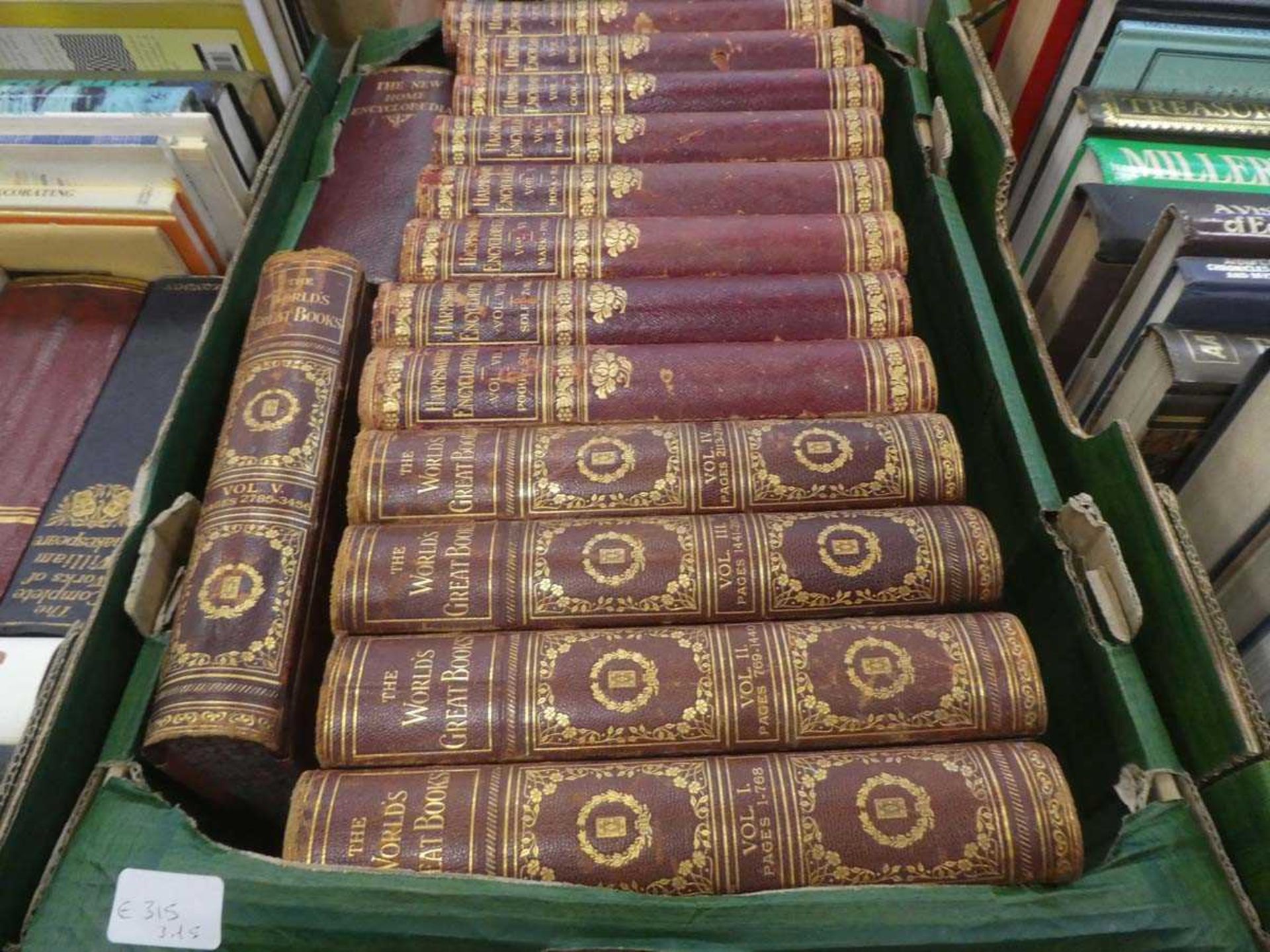 5 boxes containing several volumes of the World's Great Books autobiographies, antique guides - Image 4 of 6