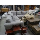 +VAT Grey fabric corner suite in two sections plus a footstool