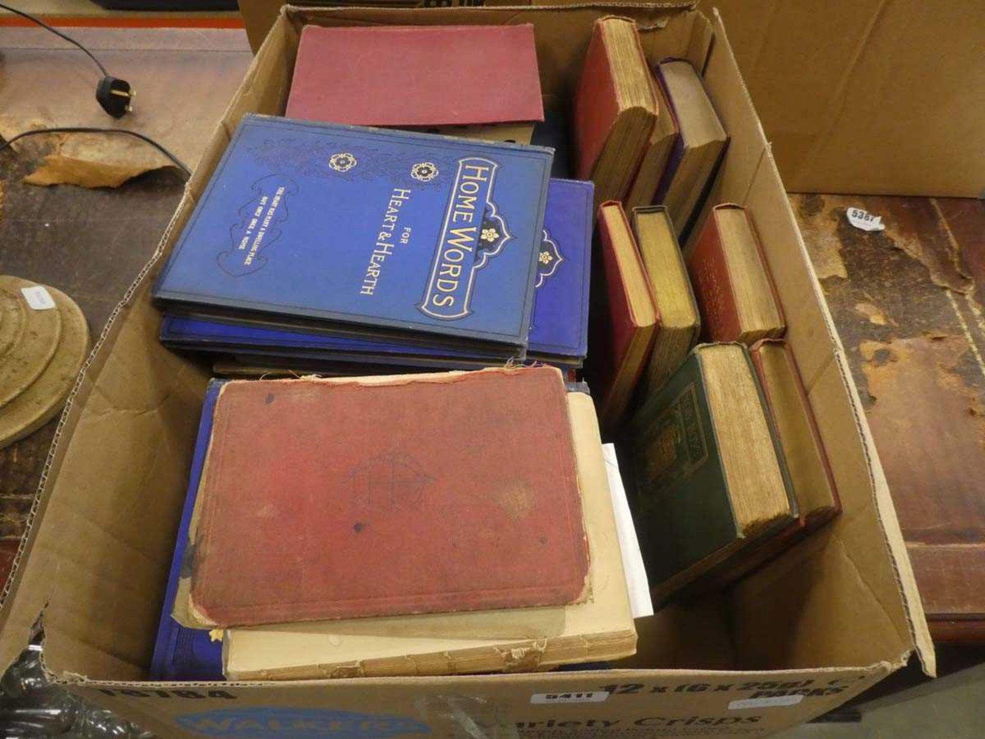 Box containing Home Works volumes plus classical novels