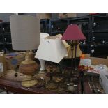 8 terracotta and metal table lamps with shades