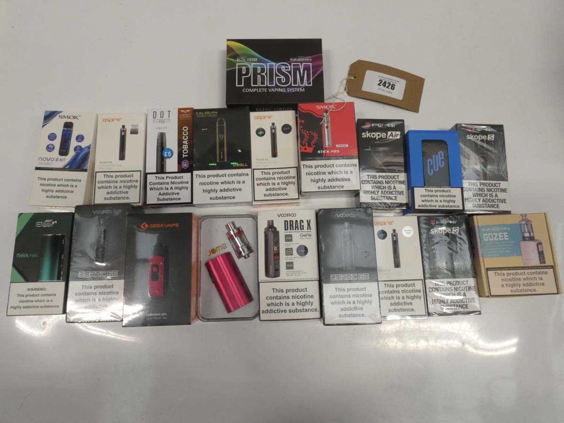 +VAT 19x vaporiser kits / pens from Aspire, Geek Vape, Smok, Innokin etc