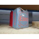 Red vintage fuel can and a grey Esso vintage fuel can