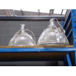 3 large glass warehouse style lights
