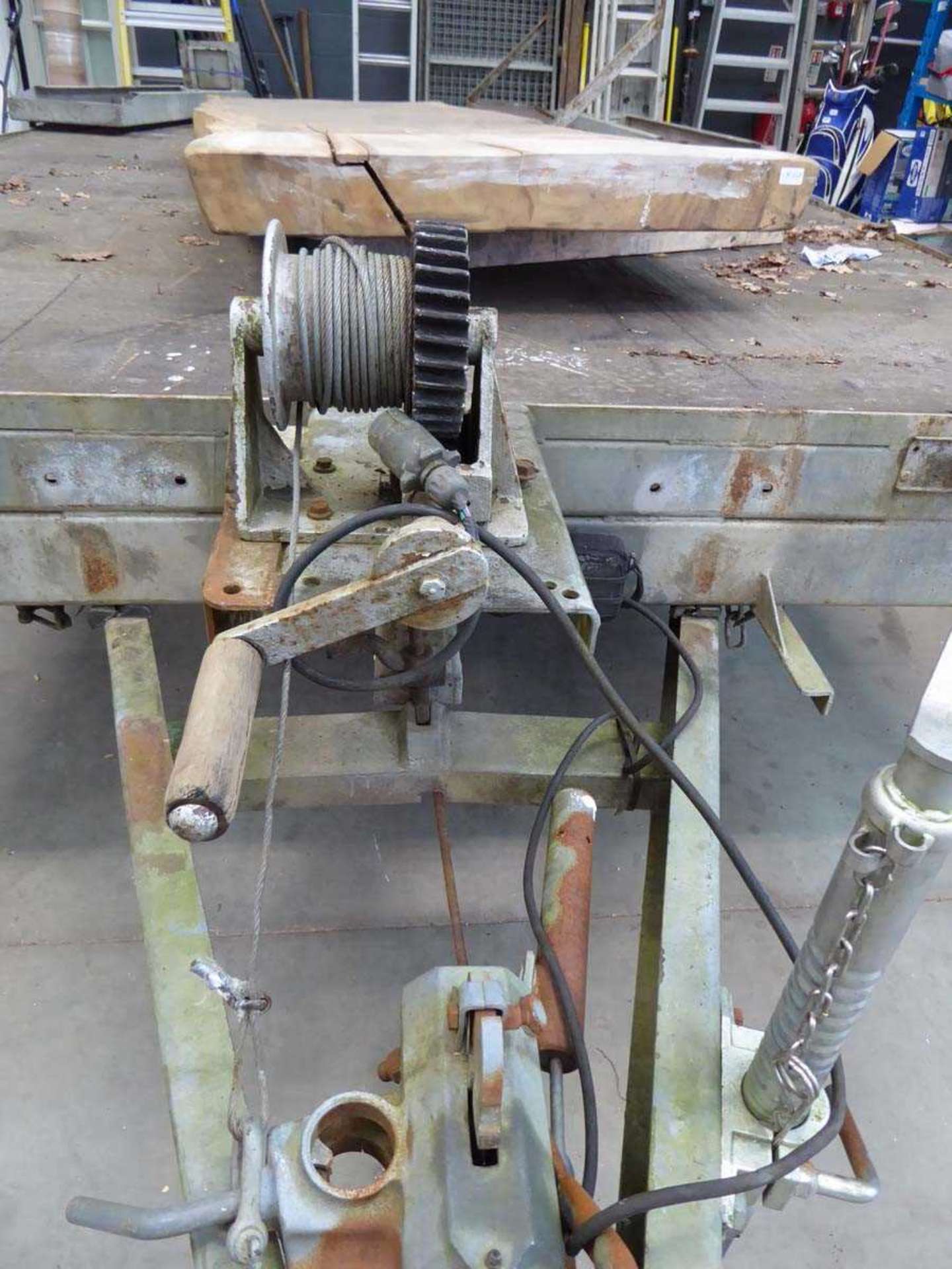 Large twin axle beaver tail plant trailer/car trailer with hand winch ...