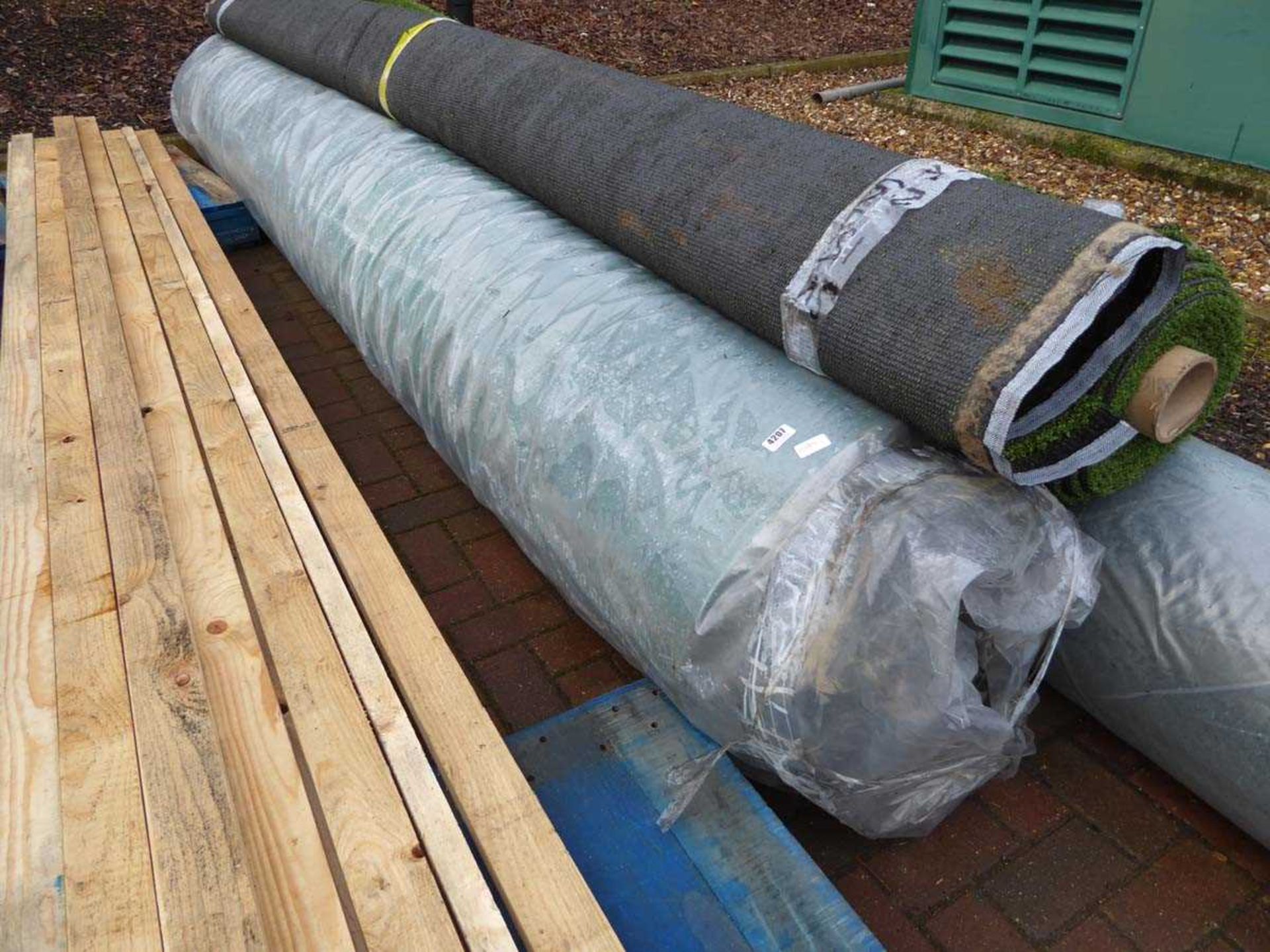 Large roll of heavy duty industrial green carpet