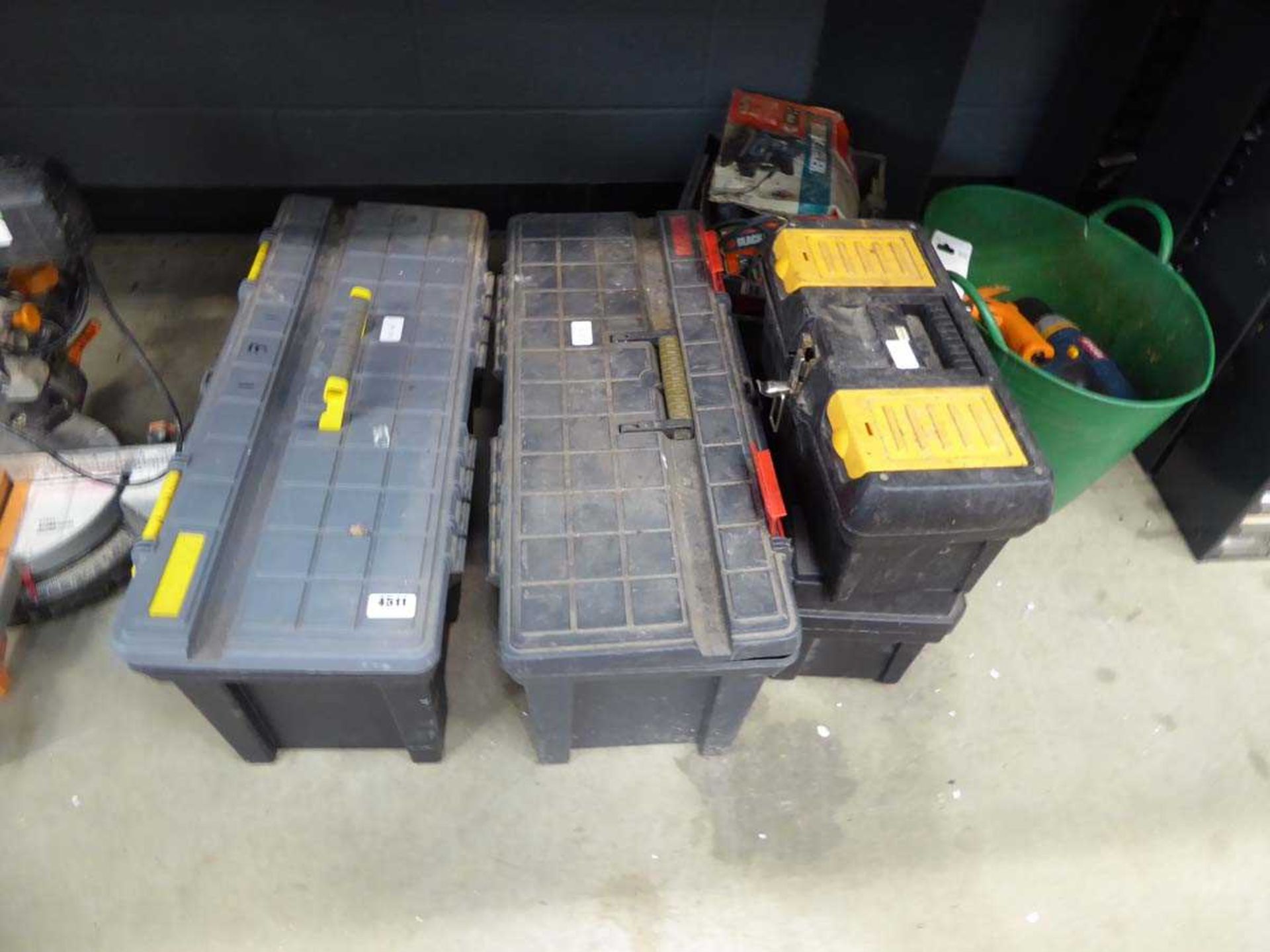 Quantity of tool boxes including spanners, sockets, screwdrivers, sanders etc