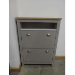Faux pine and grey painted shoe cupboard