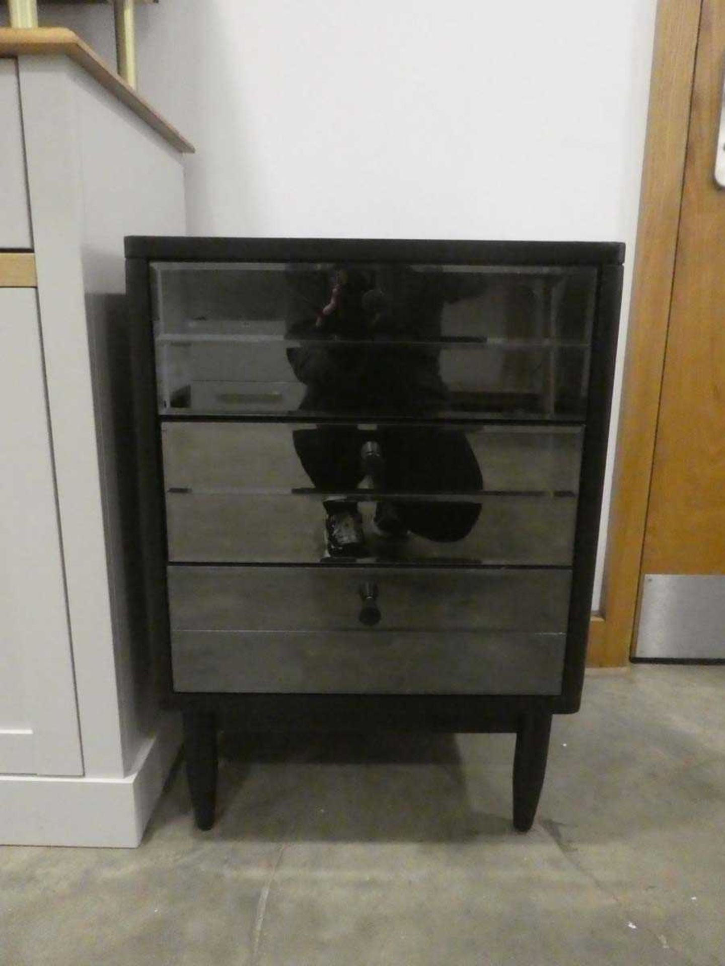 Black painted 3 drawer bedside cabinet