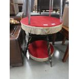 Tripod two tier side table with fabric covers