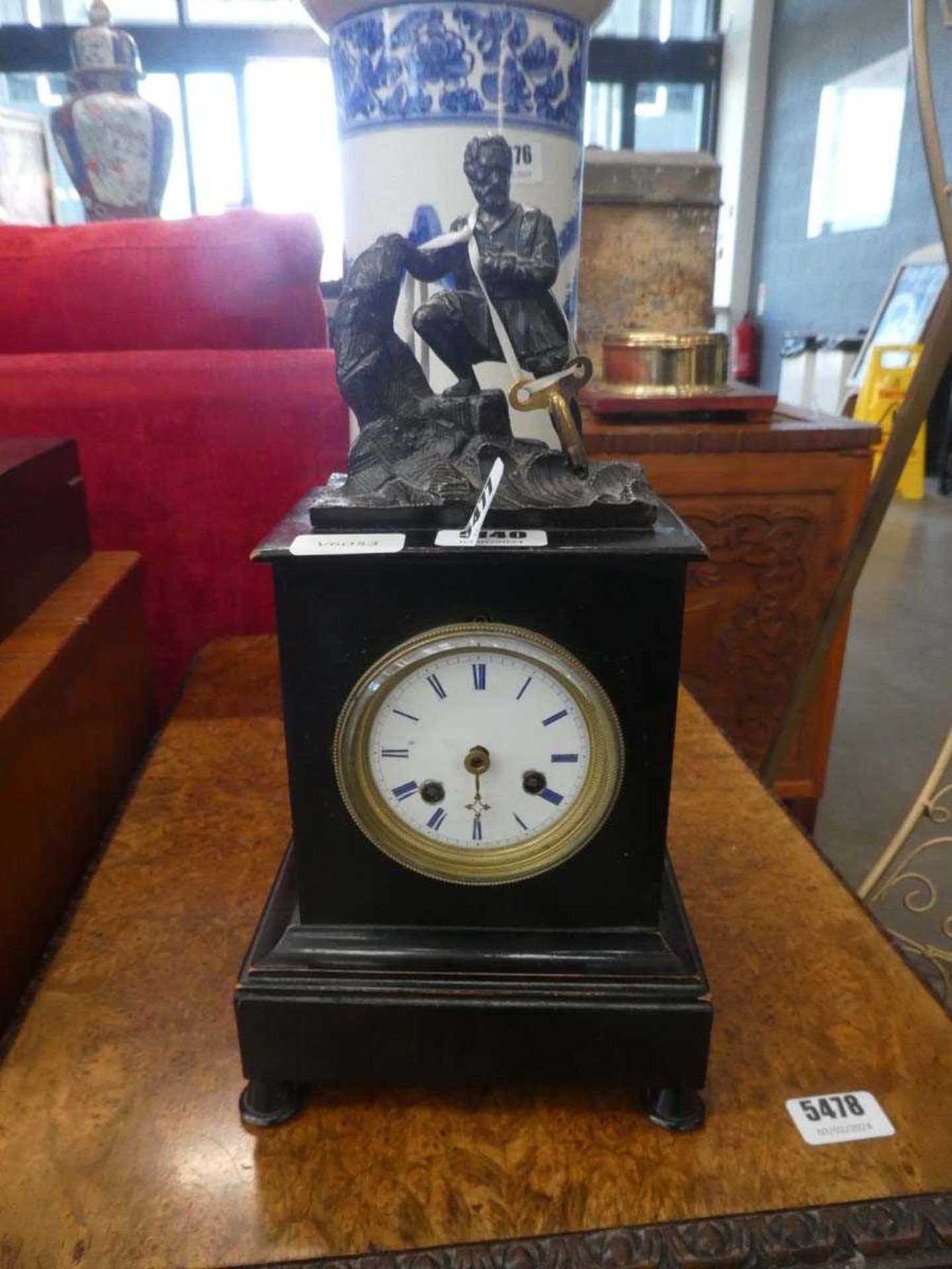 Mantel clock with ebonised case