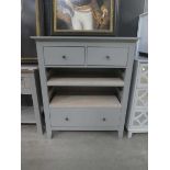 Grey painted cabinet,2 drawers, shelf and third drawer under