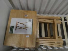 Six folding rubberwood tv tables