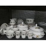 Cage containing quantity of Royal Doulton Larchmont patterned crockery