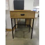 Faux pine single drawer table on metal supports