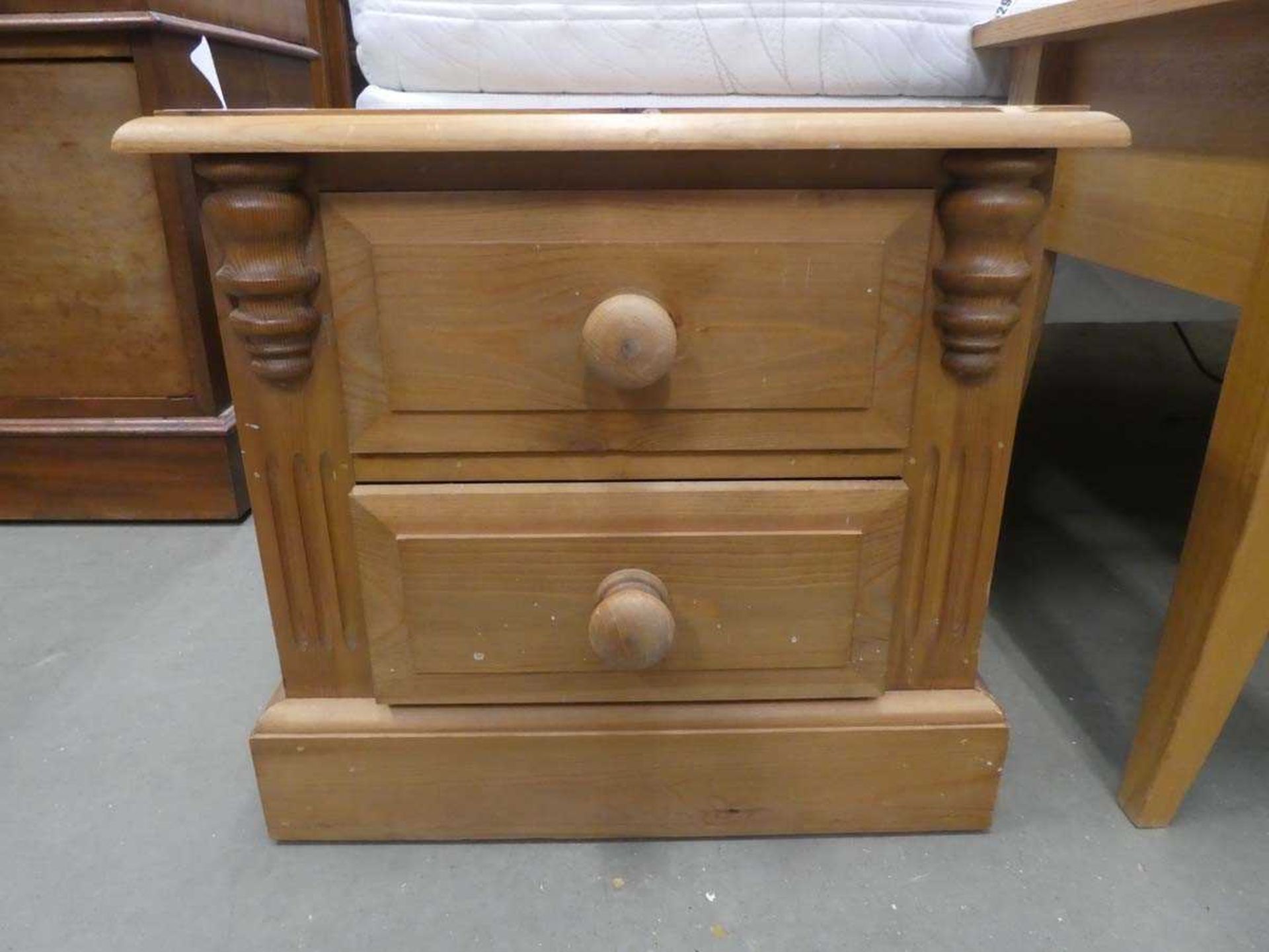 +VAT Pine two drawer bedside cabinet