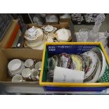 3 boxes containing collectors plates, Royal Doulton Juno and floral patterened crockery