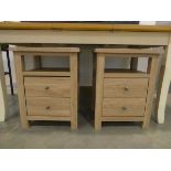 Pair of faux pine 2 drawer bedside cabinets