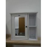 Mirrored single door bathroom cabinet with shelf to the side