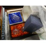 Box containing Royal Doulton and Royal Scott crystal