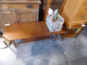 Mid century teak low level coffee table with shelf below and small 2 tier side table