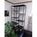 Modern black metal free standing multi shelf unit