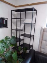 Modern black metal free standing multi shelf unit
