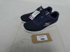 +VAT Unboxed pair of womens Skechers Go Walk trainers in navy (size 5)