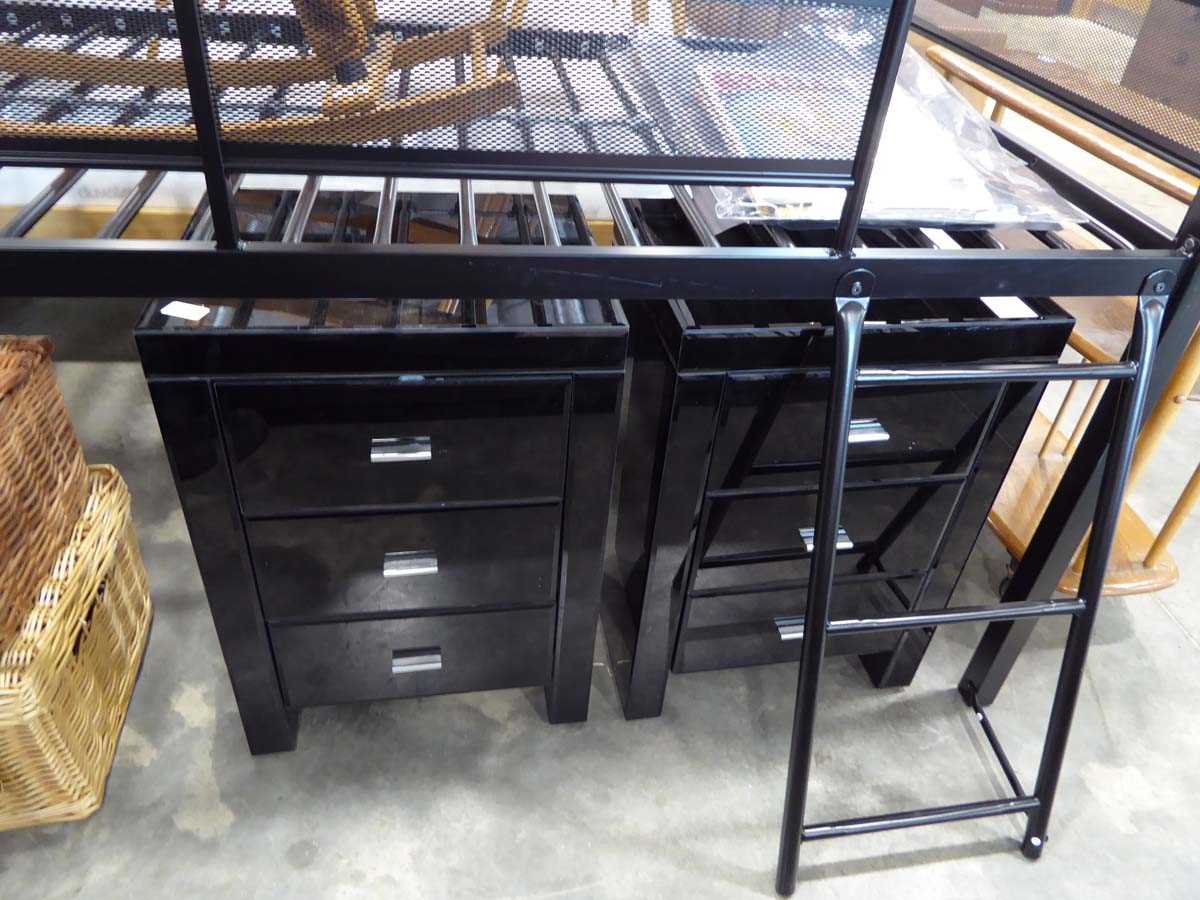 X Rocker black metal framed 'Mid Sleeper' bedframe with matching desk and shelving unit - Image 3 of 4