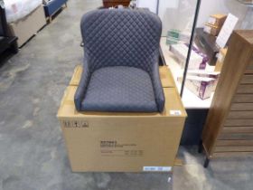 +VAT Boxed grey faux leather finish pair of diamond stitch chairs