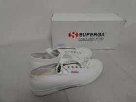 +VAT Pair of Superga trainers in white (size 9.5)