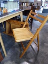 Set of 4 wooden framed folding dining chairs