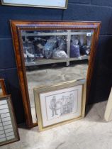 Framed and glazed print of Only Fools & Horses with framed and beveled wall mirror