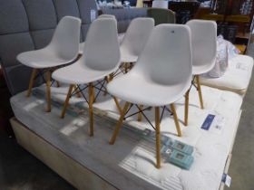 Set of 6 modern dining chairs with white moulded plastic seats