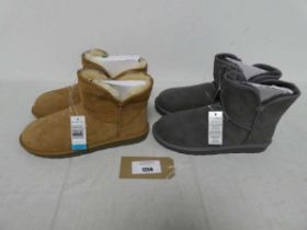 +VAT 2 unboxed pairs of ladies Kirkland boots, 1 in brown and 1 in grey (size 8)