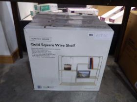 4 boxed Kirkton House gold square wire shelves